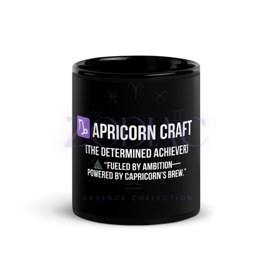 Zodiac Essence Glossy Black Mug – ♑apricorn Craft (The Determined Achiever) | 11 oz & 15 oz