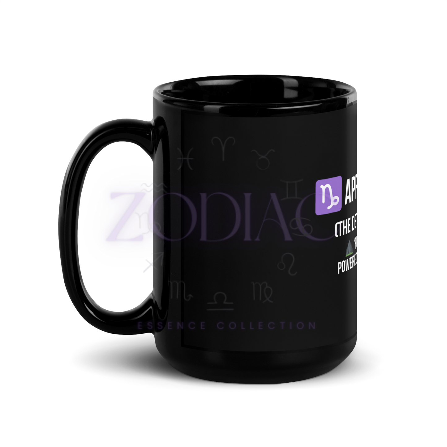 Zodiac Essence Glossy Black Mug – ♑apricorn Craft (The Determined Achiever) | 11 oz & 15 oz