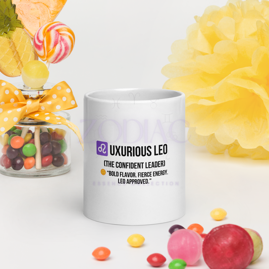 Zodiac Essence White Mug – ♌uxurious Leo (The Confident Leader) | 11 oz, 15 oz & 20 oz