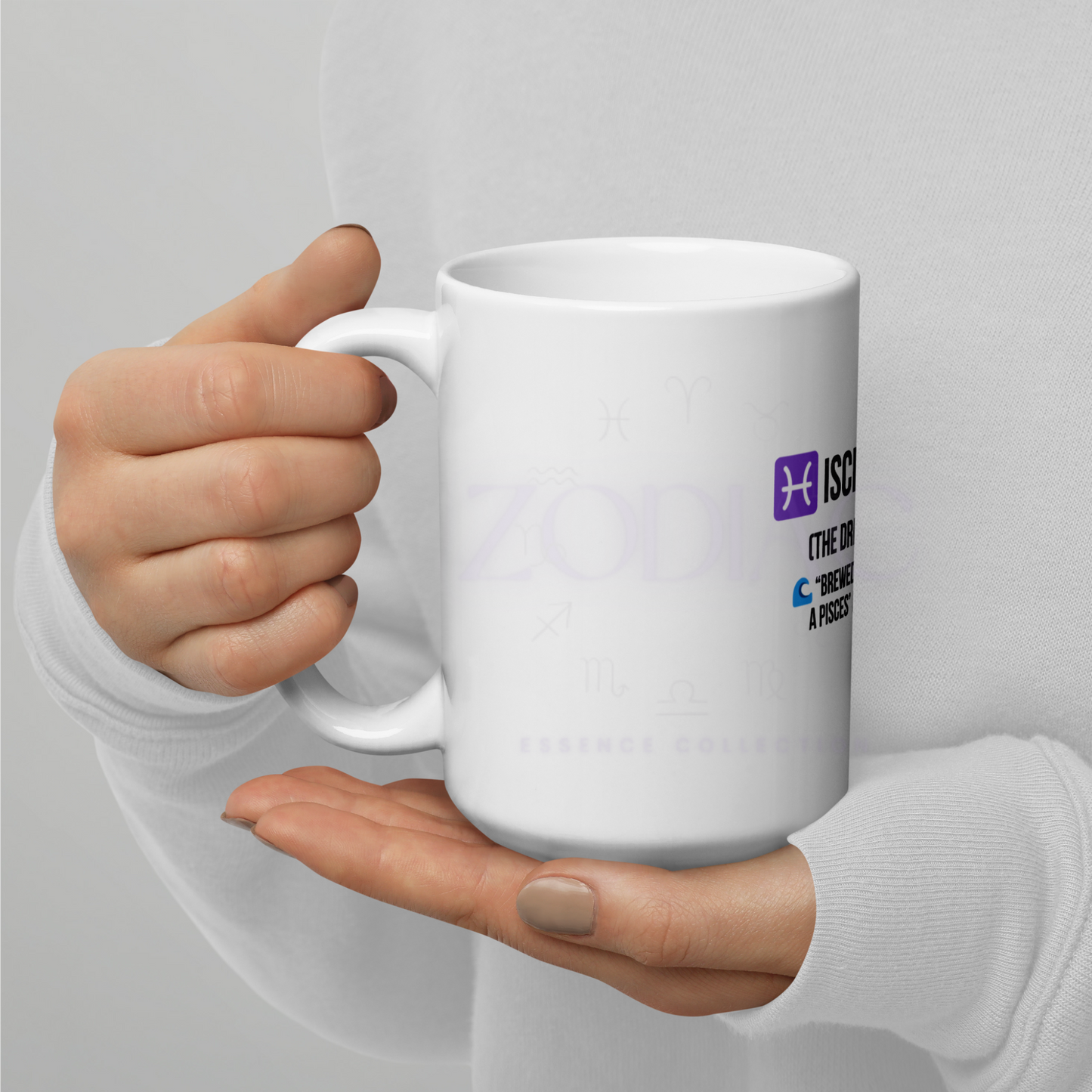 Zodiac Essence White Mug – ♓isces Dreams (The Dreamy Mystic) | 11 oz, 15 oz & 20 oz