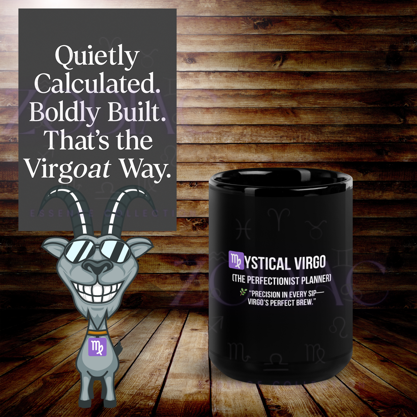 Zodiac Essence Glossy Black Mug – ♍ystical Virgo (The Perfectionist Planner) | 11 oz & 15 oz
