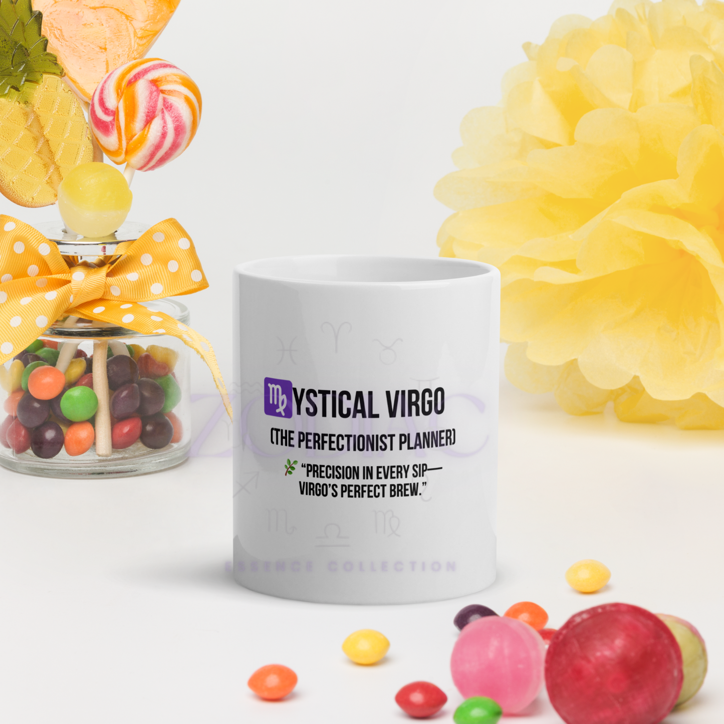 Zodiac Essence White Mug – ♍ystical Virgo (The Perfectionist Planner) | 11 oz, 15 oz & 20 oz