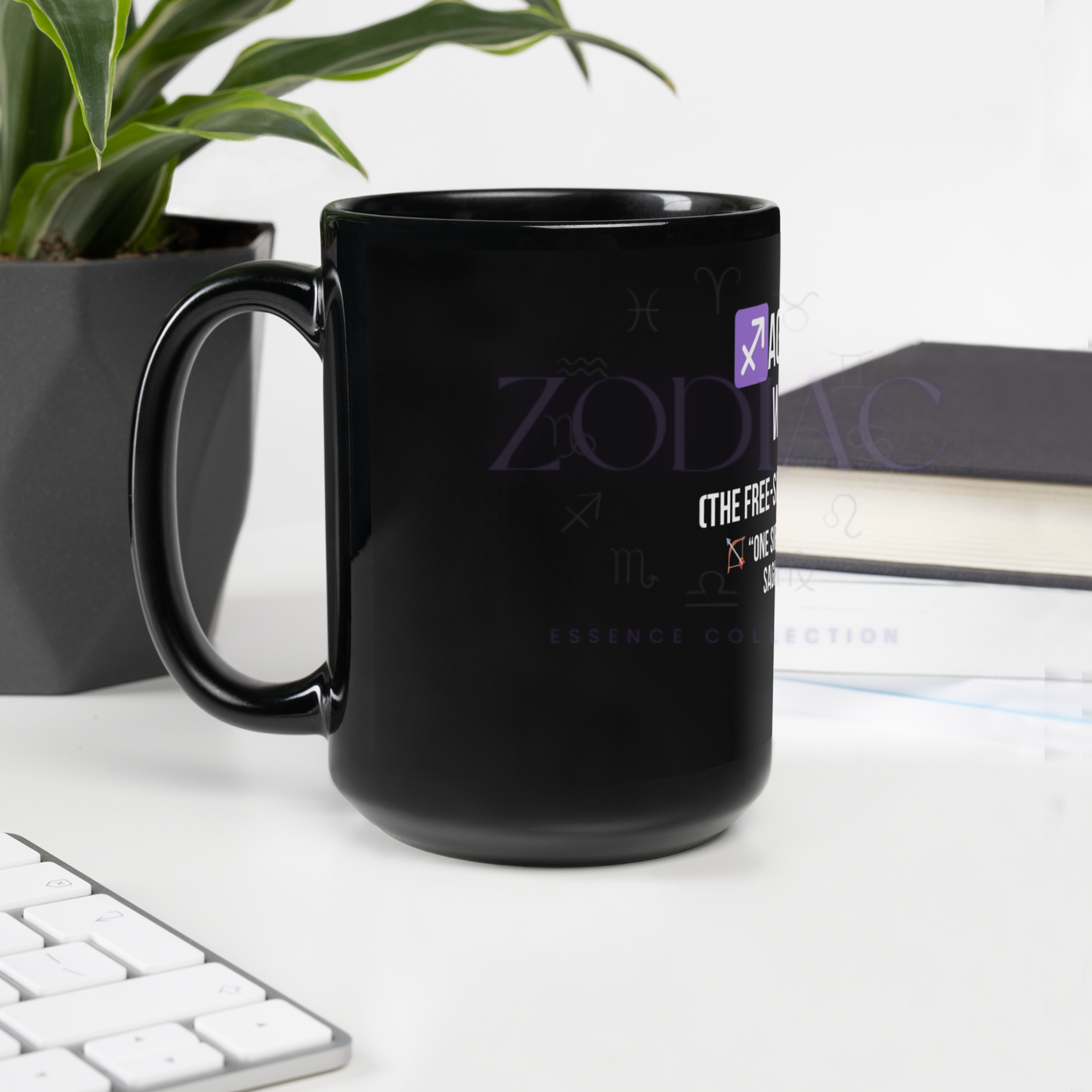 Zodiac Essence Glossy Black Mug – ♐agittarian Wanderer (The Free-Spirited Adventurer) | 11 oz & 15 oz
