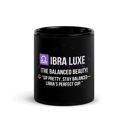 Zodiac Essence Glossy Black Mug – ♎ibra Luxe (The Balanced Beauty) | 11 oz & 15 oz