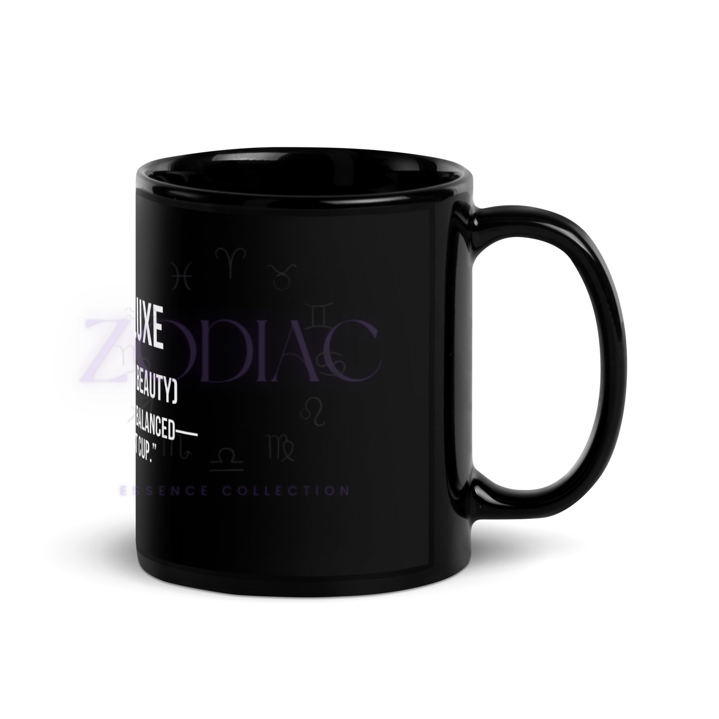 Zodiac Essence Glossy Black Mug – ♎ibra Luxe (The Balanced Beauty) | 11 oz & 15 oz