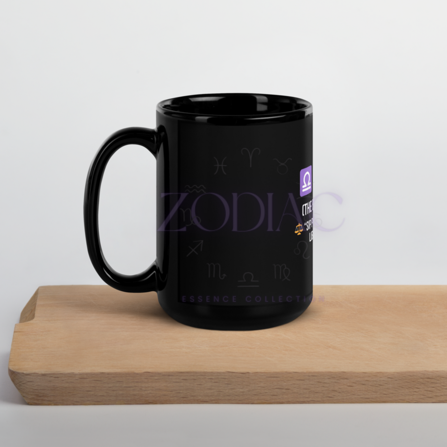 Zodiac Essence Glossy Black Mug – ♎ibra Luxe (The Balanced Beauty) | 11 oz & 15 oz