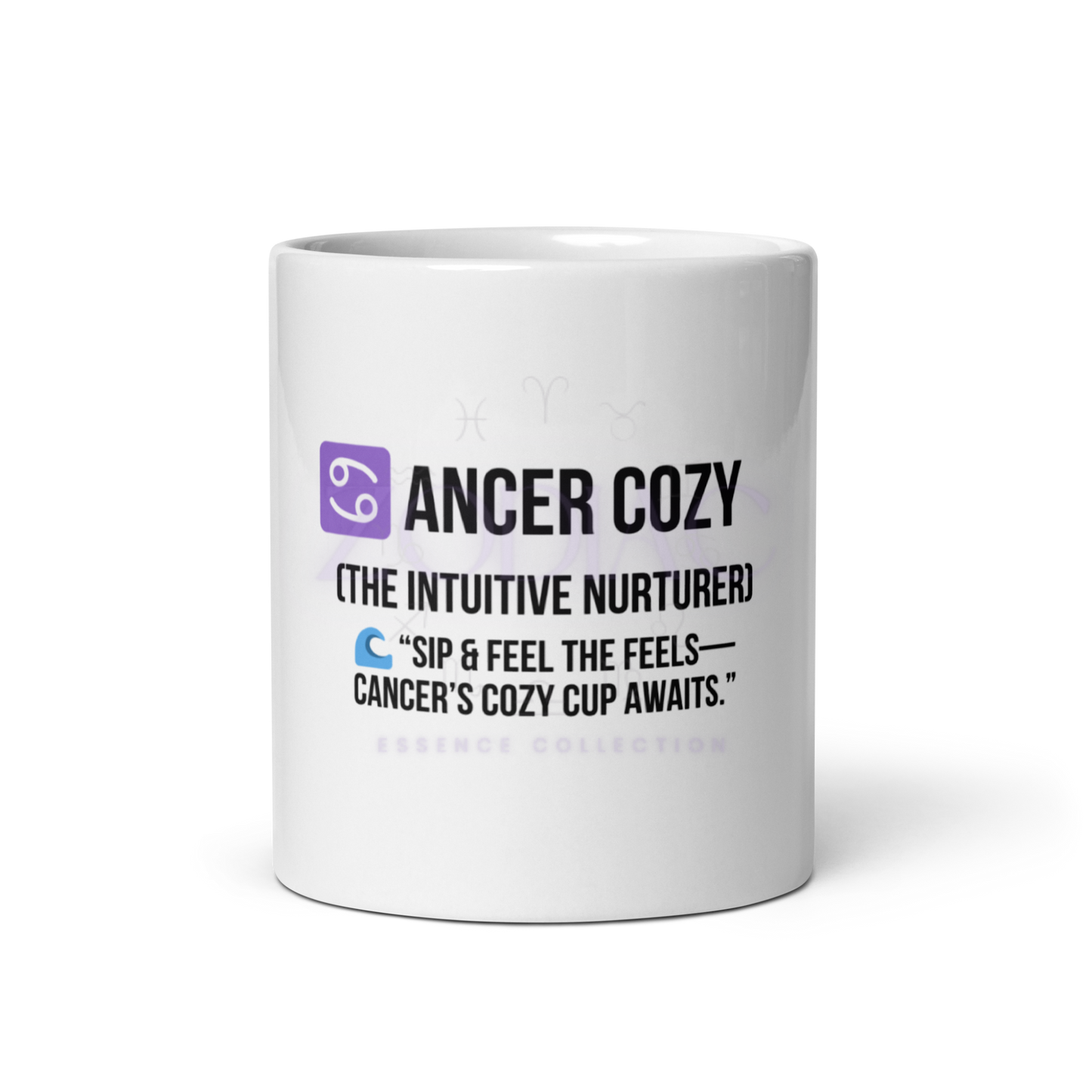 Zodiac Essence White Mug – ♋ancer Cozy (The Intuitive Nurturer) | 11 oz, 15 oz & 20 oz
