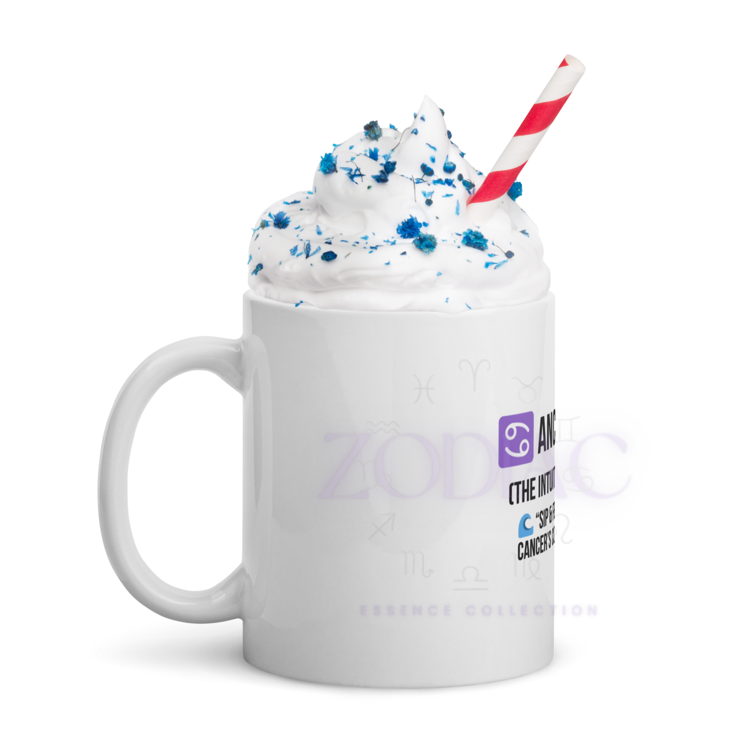 Zodiac Essence White Mug – ♋ancer Cozy (The Intuitive Nurturer) | 11 oz, 15 oz & 20 oz