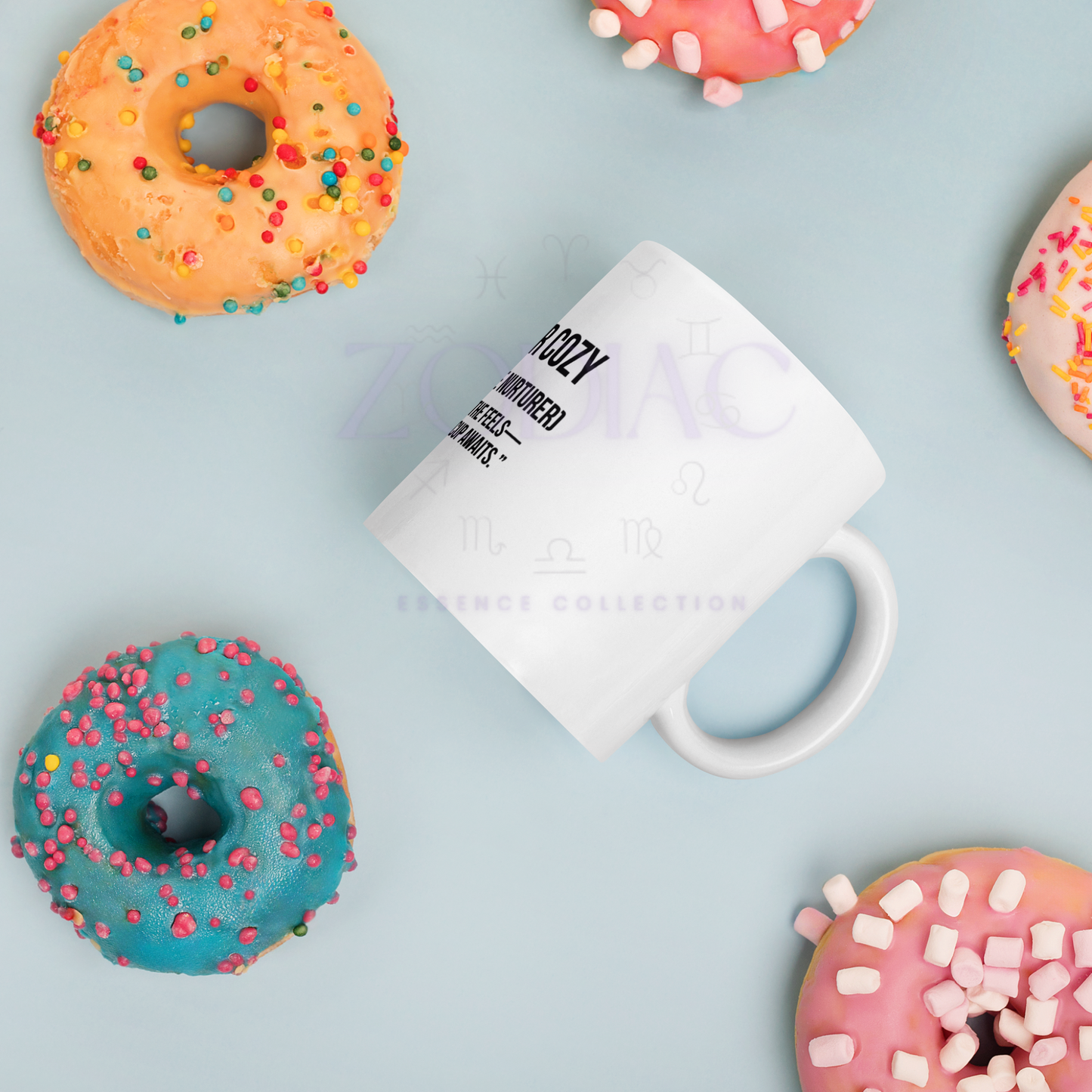 Zodiac Essence White Mug – ♋ancer Cozy (The Intuitive Nurturer) | 11 oz, 15 oz & 20 oz