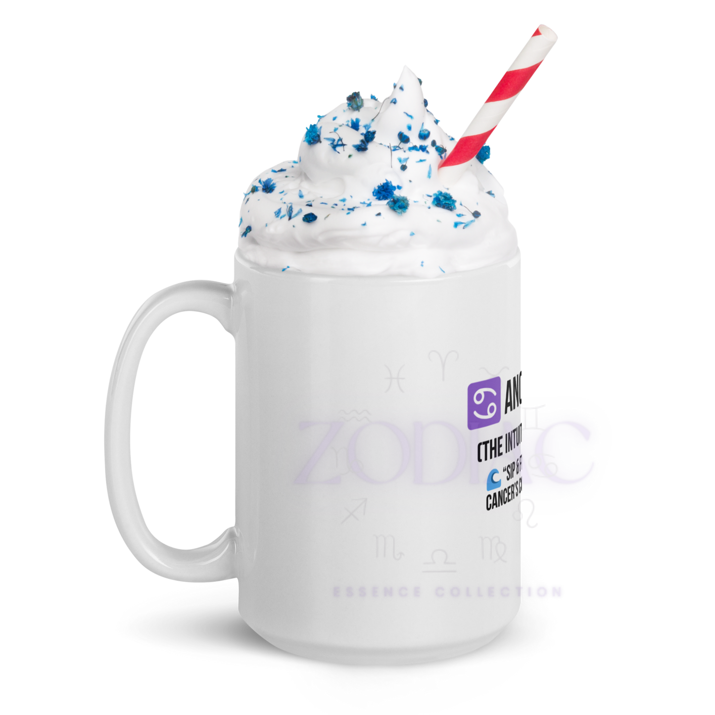 Zodiac Essence White Mug – ♋ancer Cozy (The Intuitive Nurturer) | 11 oz, 15 oz & 20 oz