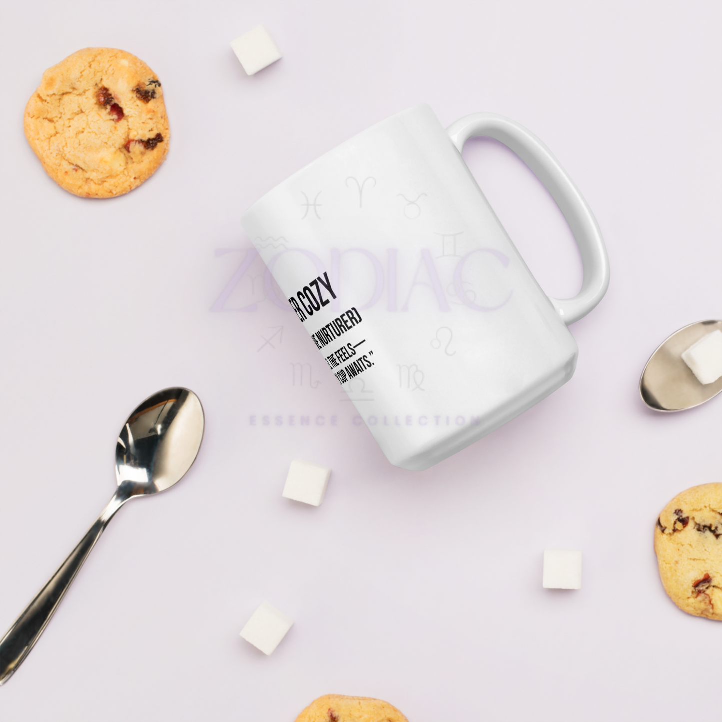 Zodiac Essence White Mug – ♋ancer Cozy (The Intuitive Nurturer) | 11 oz, 15 oz & 20 oz