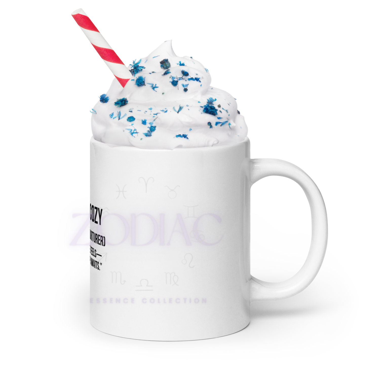 Zodiac Essence White Mug – ♋ancer Cozy (The Intuitive Nurturer) | 11 oz, 15 oz & 20 oz