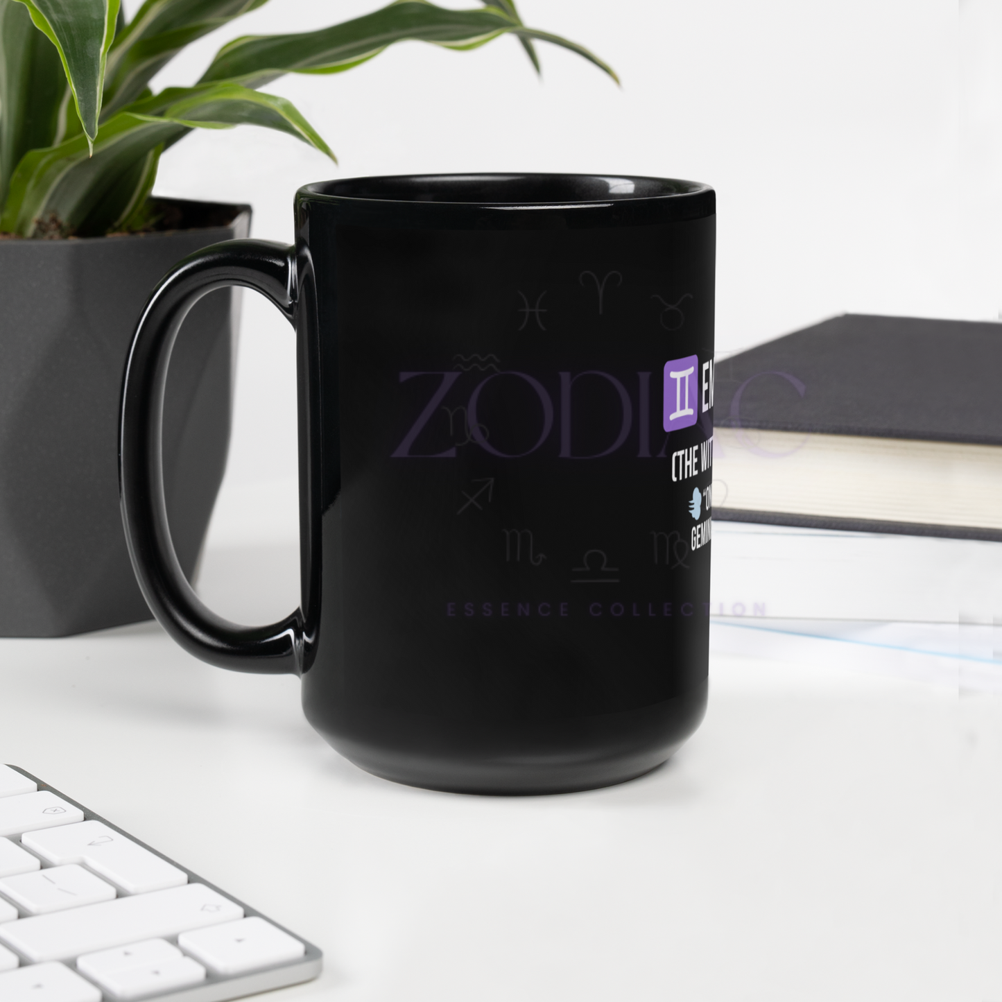 Zodiac Essence Glossy Black Mug – ♊emini Genius (The Witty Communicator) | 11 oz & 15 oz