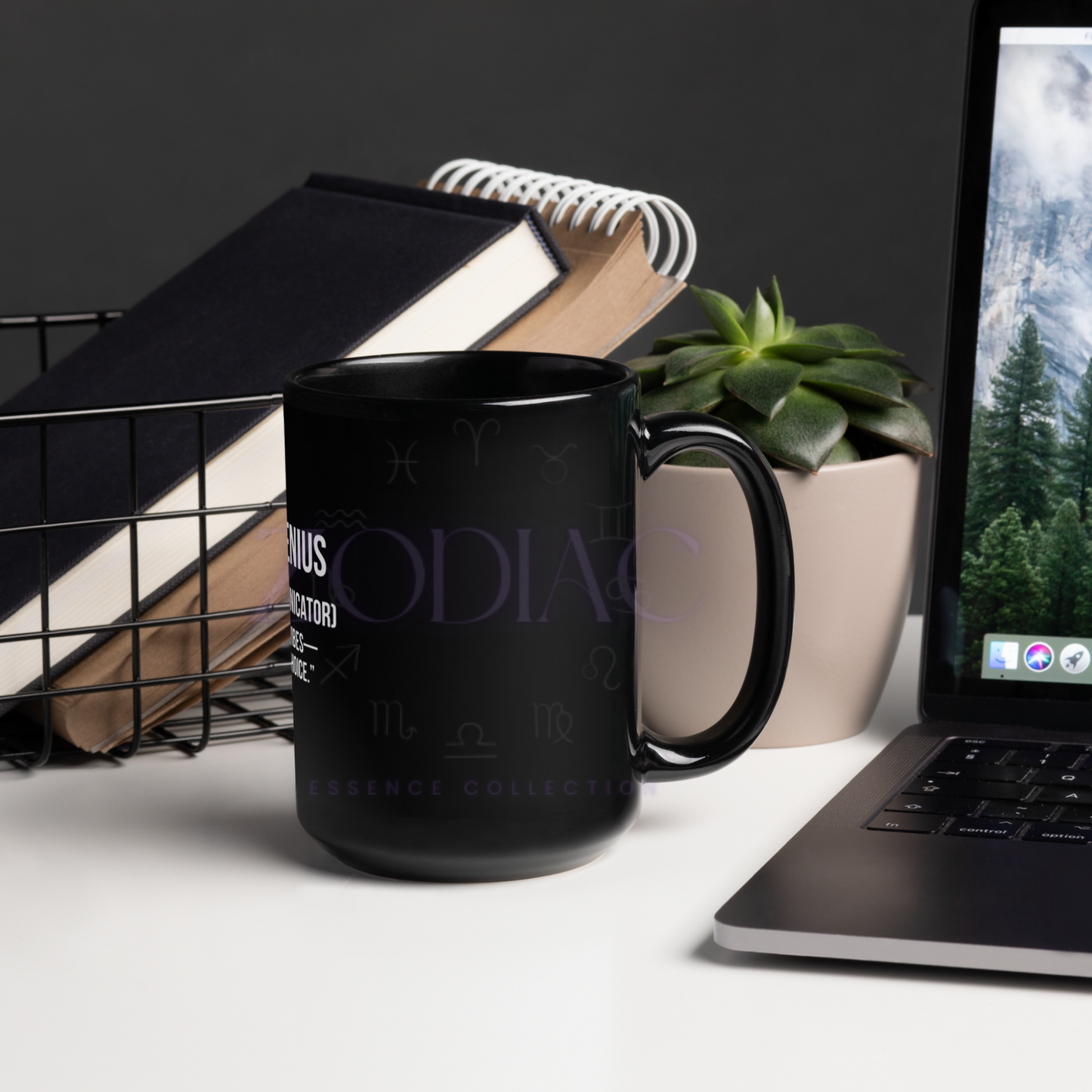 Zodiac Essence Glossy Black Mug – ♊emini Genius (The Witty Communicator) | 11 oz & 15 oz