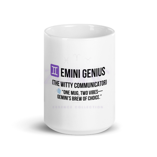 Zodiac Essence White Mug – ♊emini Genius (The Witty Communicator) | 11 oz, 15 oz & 20 oz