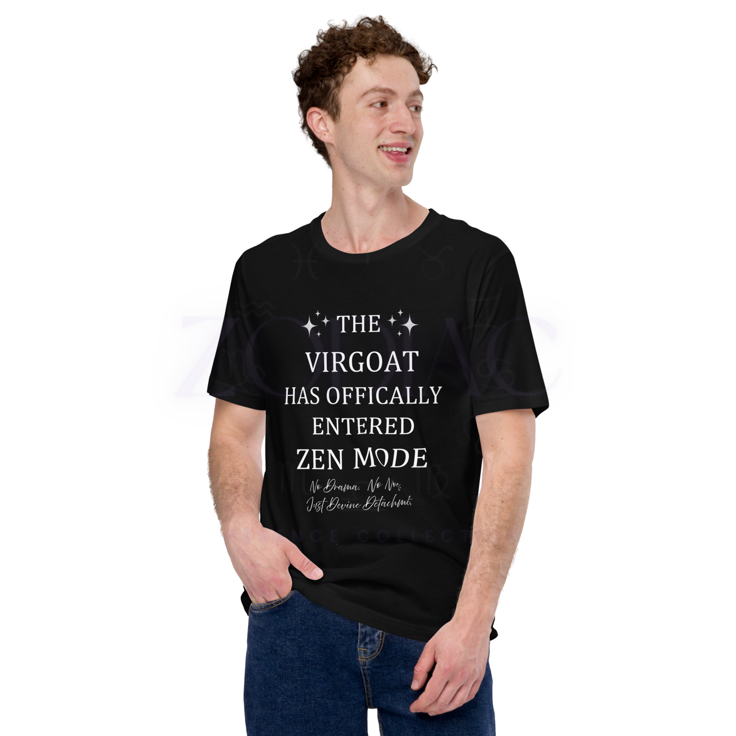 ZEN MODE Tee – Black with White Letters | S–4XL | ♍️🐐Virgoat Statement Series