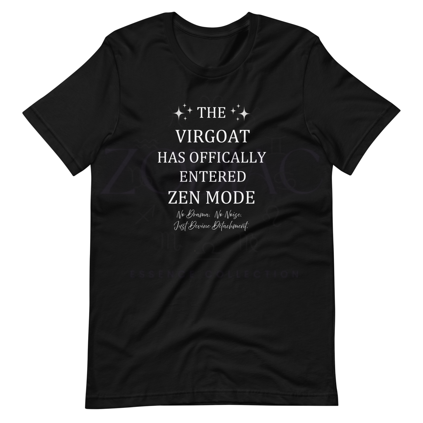 ZEN MODE Tee – Black with White Letters | S–4XL | ♍️🐐Virgoat Statement Series