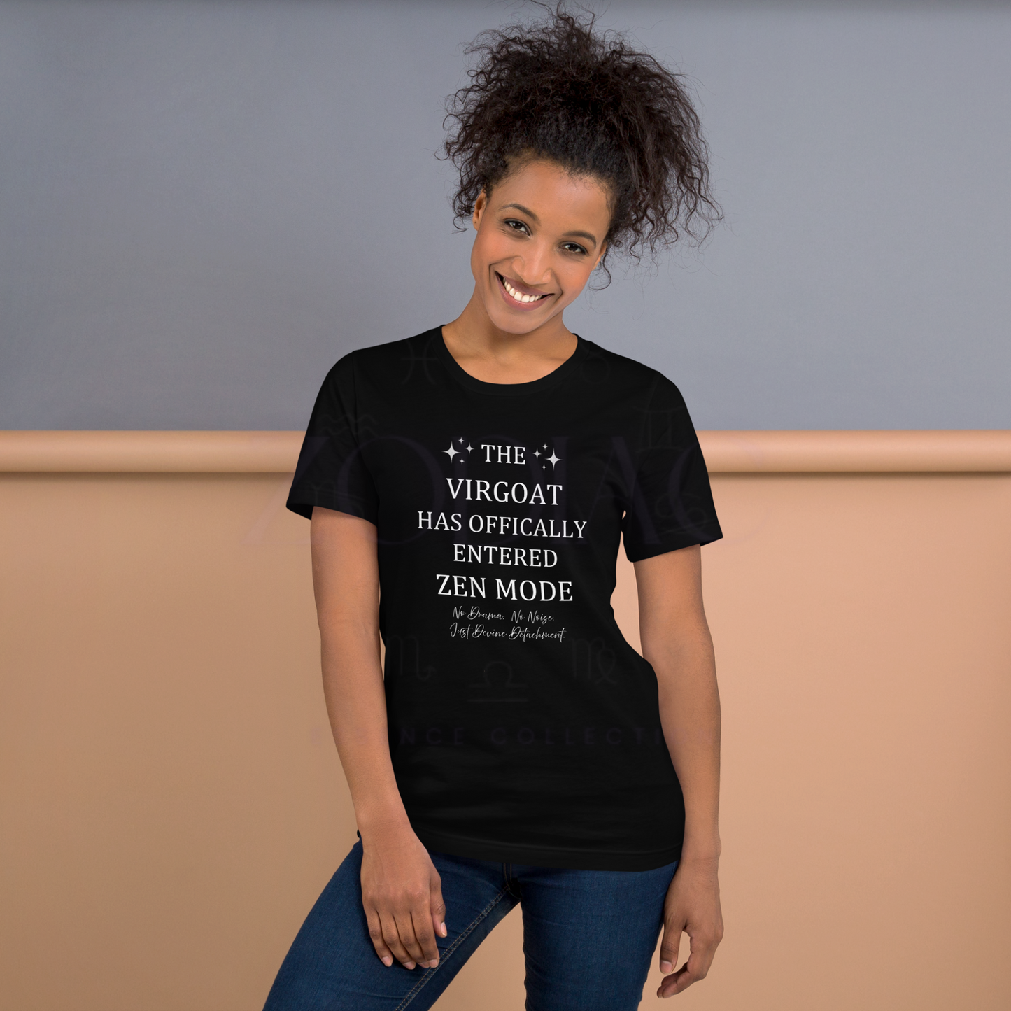 ZEN MODE Tee – Black with White Letters | S–4XL | ♍️🐐Virgoat Statement Series