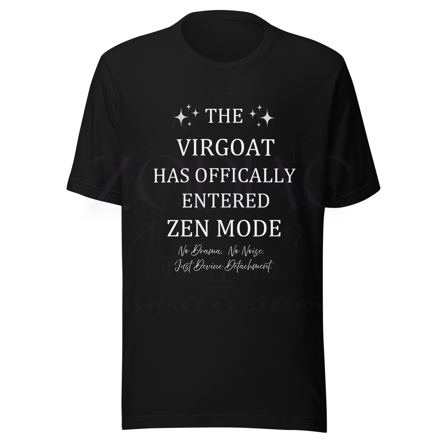 ZEN MODE Tee – Black with White Letters | S–4XL | ♍️🐐Virgoat Statement Series