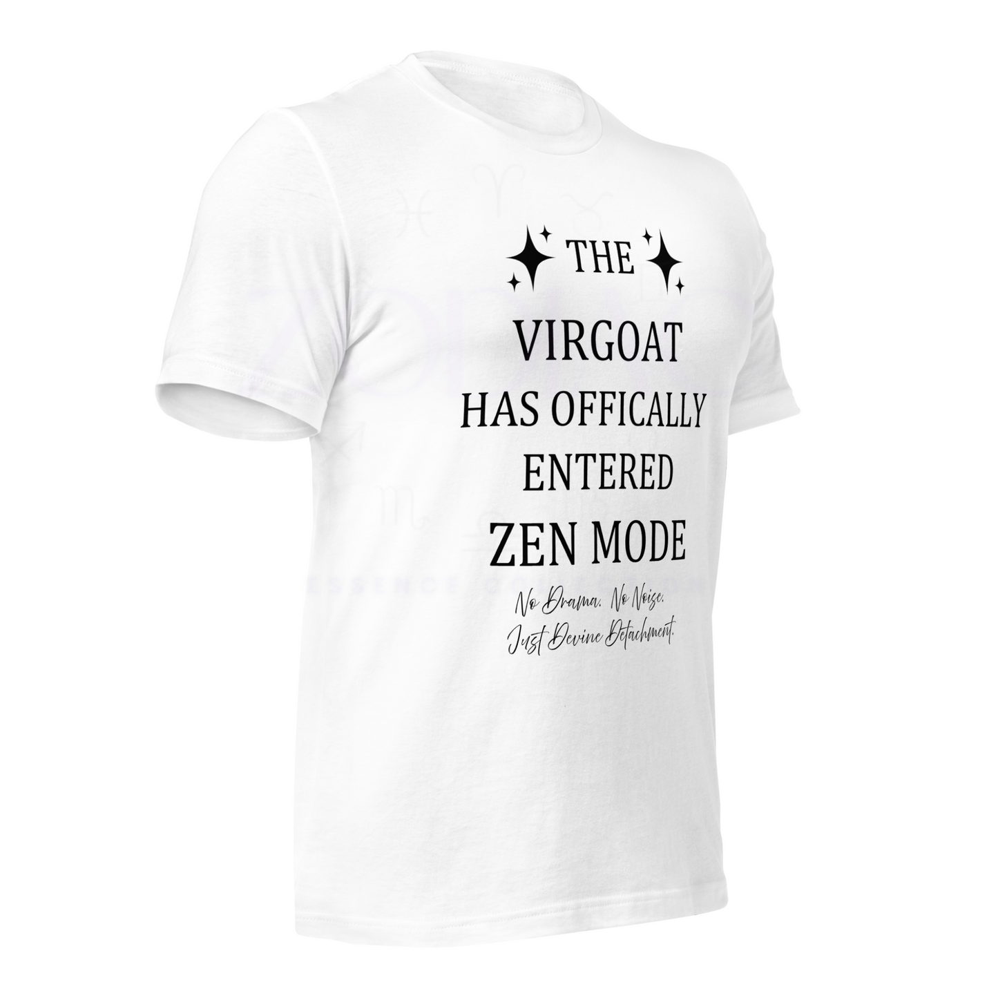 ZEN MODE Tee – White with Black Letters | S–4XL | ♍️🐐Virgoat Peace Statement